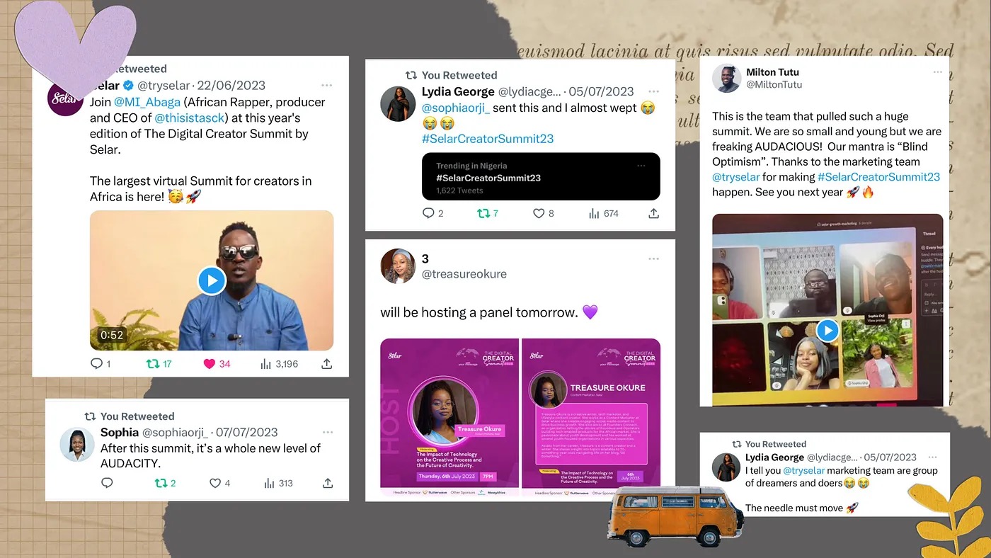 Campaign posts and the SelarCreatorSummit23 trending moment